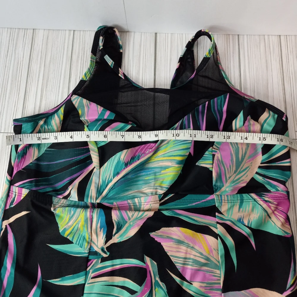 Torrid Summer Leaves Mesh High Neck One Piece Swimsuit
